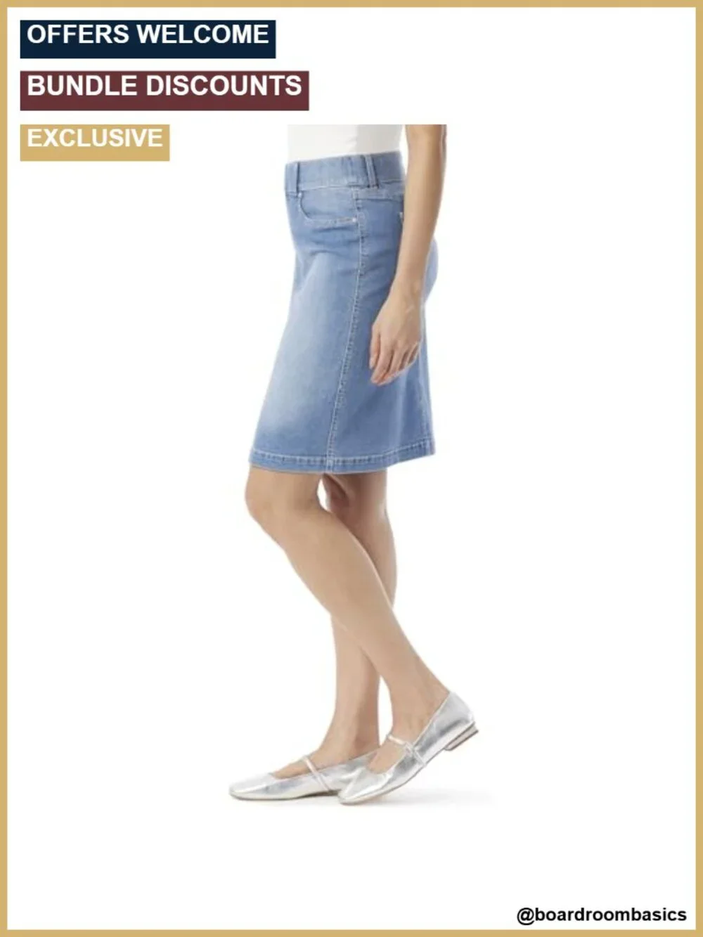 Wear to Work High Rise Pull On Pencil Skirt with Tummy Control Pocket
